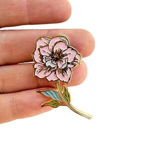 Vintage Pink Flower Pin Floral Brooch